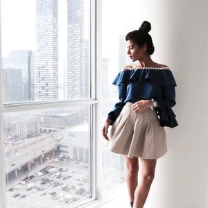 High Waisted Leather Mini Skirt